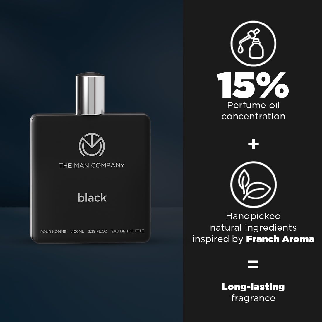 The Man Company Fresh Black Edt Perfume For Man - 100Ml | Premium Long-Lasting Fragrance | Perfume Gift for Friend | Anniversary Fragrance Gift | Valentine Gift For Man