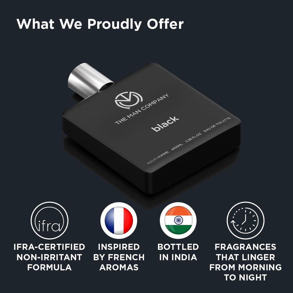 The Man Company Fresh Black Edt Perfume For Man - 100Ml | Premium Long-Lasting Fragrance | Perfume Gift for Friend | Anniversary Fragrance Gift | Valentine Gift For Man