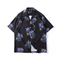 Summer Fashion Harajuku Full Devil Print Hawaiian Shirts Streetwear Hip Hop Casual Beach Short Sleeve Men Black Tops